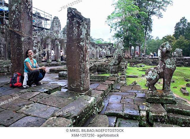 tourist in Angkor Thom temple  Angkor temples  Cambodia, Asia