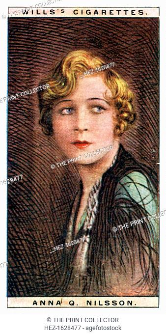 Anna Quirentia Nilsson (1888-1974), Swedish-born American actress, 1928. Number 21 (of 25) in the second set of WD & HO Wills' Cigarette Cards entitled Cinema...