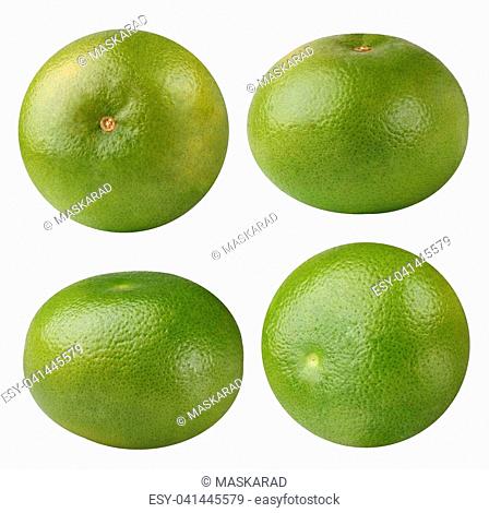 Citrus Sweetie (Pomelit, Citrus 'Oroblanco), isolated on a white background. The whole fruit