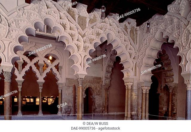 Interior of Taifal Palace, Aljaferia Palace (UNESCO World Heritage List, 1986), Zaragoza, Aragon. Detail. Spain, 11th century