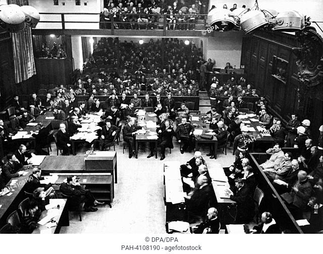 View into the Nuremberg Palace of Justice during the opening of the Trial of the Major War Criminals before the International Military Court on 20 November 1945