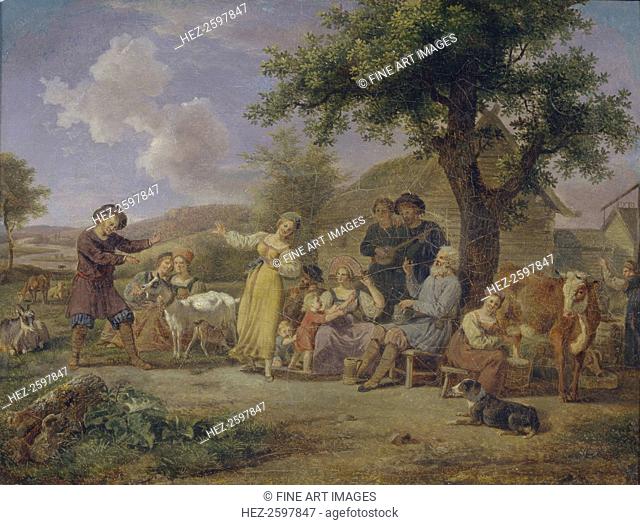 Peasants merry-making, Second Half of the 18th cen. Found in the collection of the State Tretyakov Gallery, Moscow