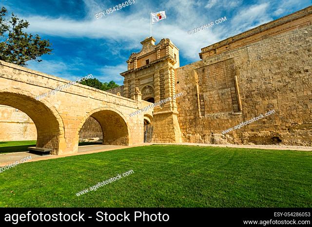 City gate entrance in Mdina, Malta