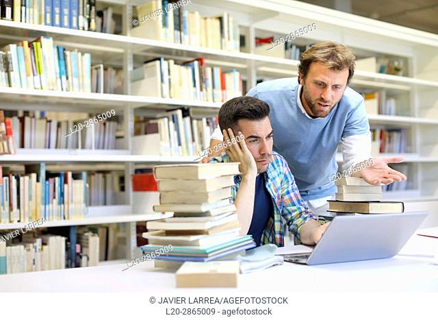 Students in the library, University of the Basque Country, Donostia, Gipuzkoa, Spain