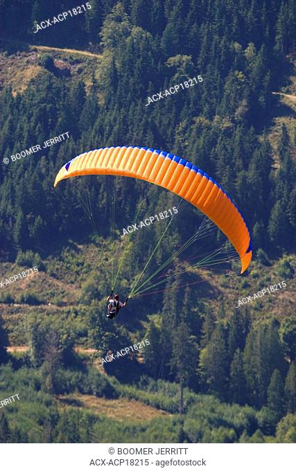Paragliders can often be seen launching their colorful foils off Mount Maxwell and riding the thermals above the Fulford Valley on Salt Spring Island