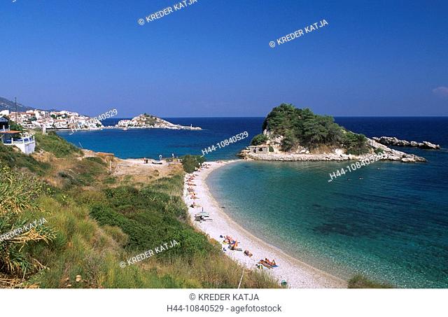 Greece, Europe, Samos island, Beach of Kokkari, Mediterranean sea, bay, Europe, island, Kokkari, sea, people, travel