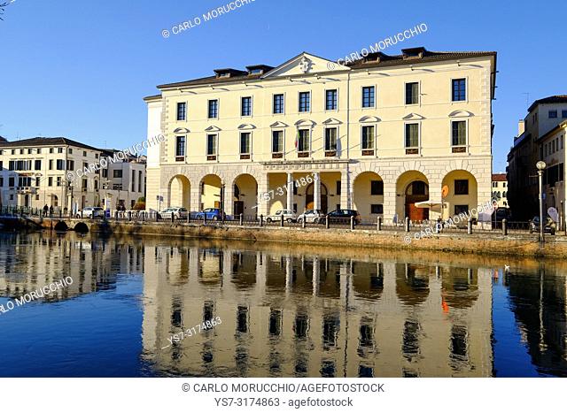 The University headquarters in Treviso, Riviera Garibaldi, Sile river, Treviso, Veneto, Italy, Europe