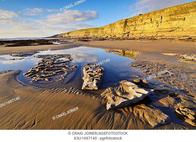 Dunraven bay in the winter sun at Southerndown on the Glamorgan Heritage Coast, Wales