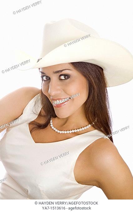 young woman wearing a cowboy hat