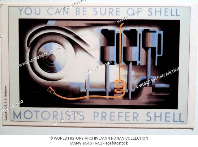 Advertising postcard from Shell Oil circa 1930's at Upton House in the English county of Warwickshire. In 1927 the estate was acquired by Walter Samuel