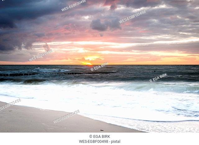 Baltic Sea at Darsser Ort at sunset, Mecklenburg-Western Pomerania, Germany