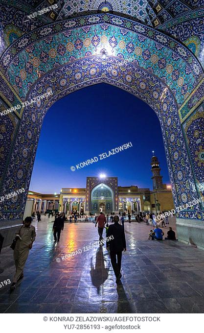 Passage between the courtyards of Fatima Masumeh Shrine, Shiah Islam holy place in Qom city, capital of Qom Province of Iran