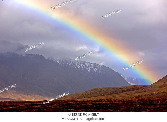 North America, the USA, Alaska, Brooks Range, mountain landscape, rainbow