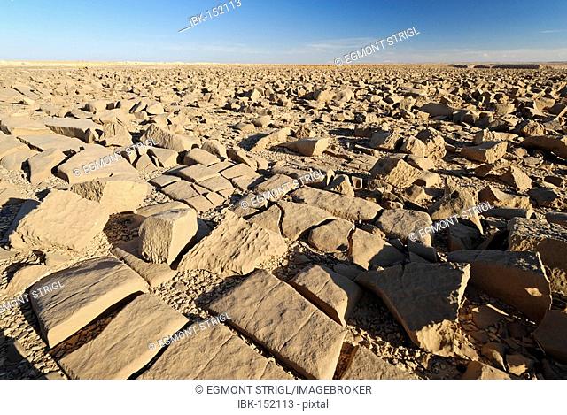 Rocky desert on top of Djol plateau, Yemen