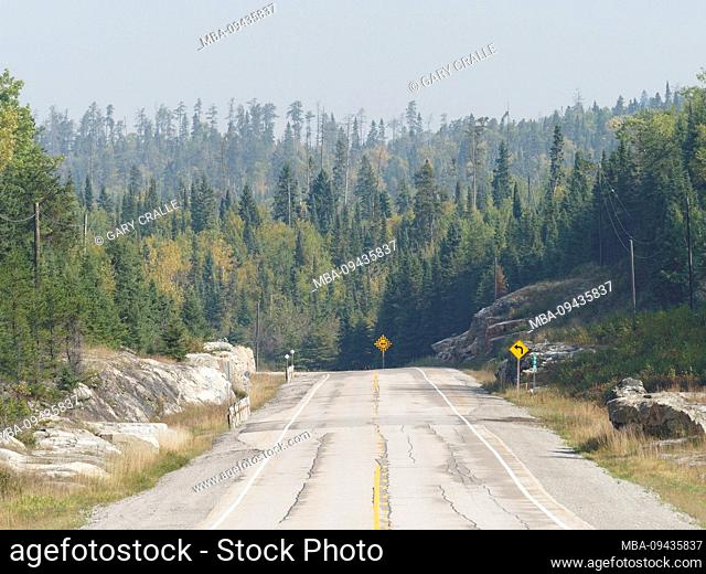 adventure, Algoma region, autumn, call of the wild, Kanada, coniferous trees, freedom, Group of Seven, Highway 17 north of Sault Ste Marie, highway and forest