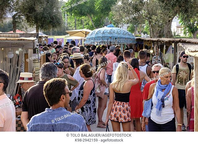Hippie flea market, Feria Artesal de La Mola, el Pilar de la Mola, Formentera, Balearic Islands, Spain