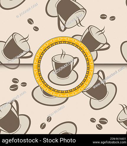 Illustration seamless background with coffee cups for design packing - vector