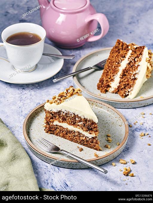Carrot and walnut cake for afternoon tea
