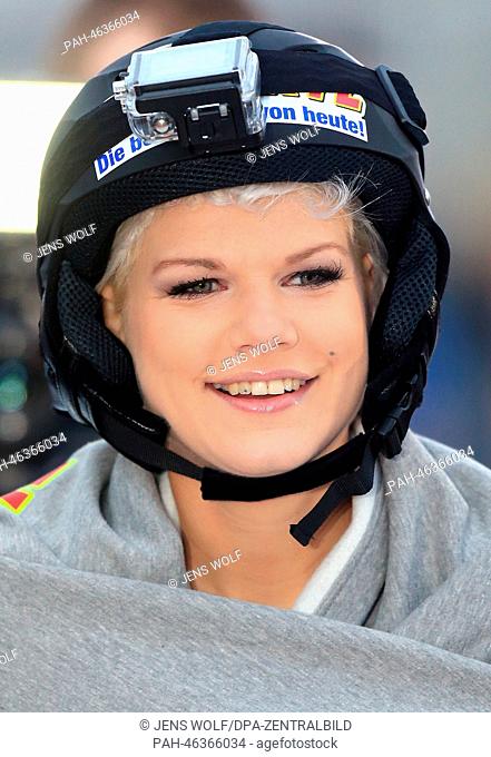 Winner of the German edition of reality TV show 'I'm a Celebrity...Get Me Out of Here!' Melanie Mueller participates in the Naked Sleding World Championship at...