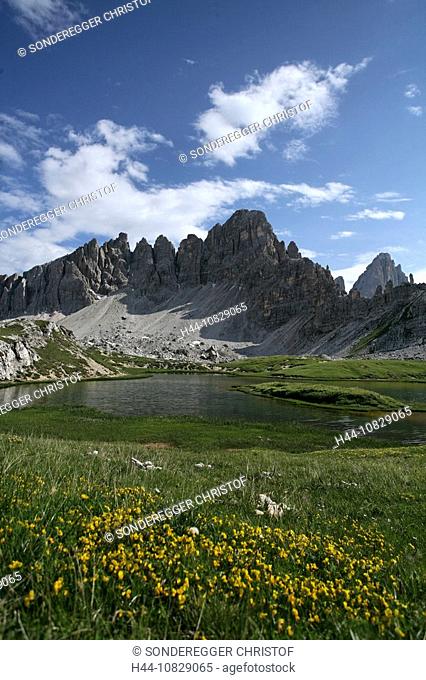 scenery, landscape, mountains, Alps, Sexten Dolomites, Paternkofel, Bodenseen, lake, mountain lake, Three merlons, Dre