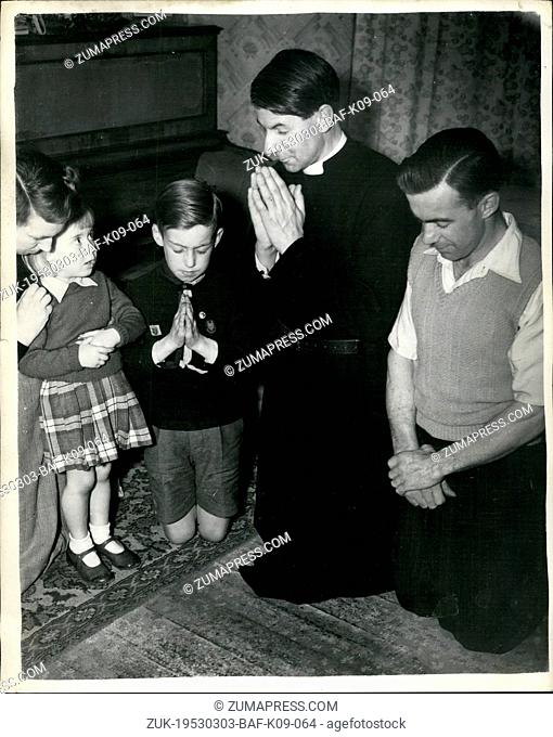 Mar. 03, 1953 - The Vicar Stays The Night At The Homes Of His Parishioners.. Little Gillian looks up in wonder as the visitor led the family in orayer