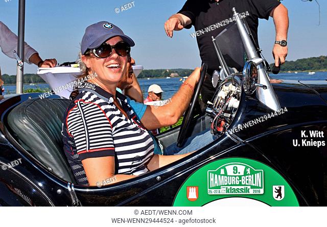 Hamburg Berlin Klassik Oldtimer Rallye meets 24 Tours du Pont. Featuring: Katarina Witt Where: Potsdam, Germany When: 27 Aug 2016 Credit: AEDT/WENN