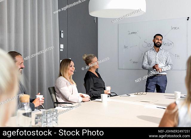 Man having presentation at business meeting