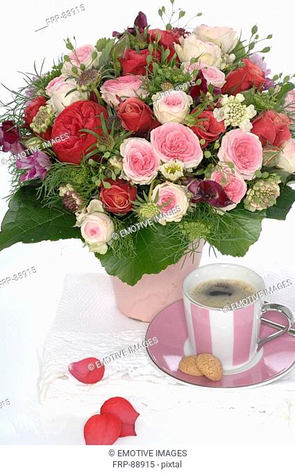 Precious bunch of roses on coffee table