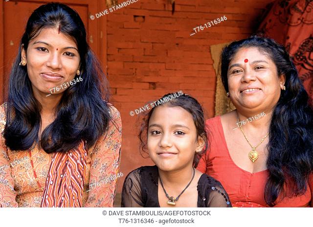 3 generations of women in Kathmandu, Nepal