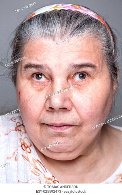 Closeup portrait of an elderly woman