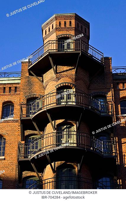 Old storehouse in the Speicherstadt warehouse district of Hamburg, Germany, Europe