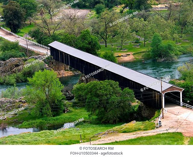 aerial view bridge bucolic connecting country