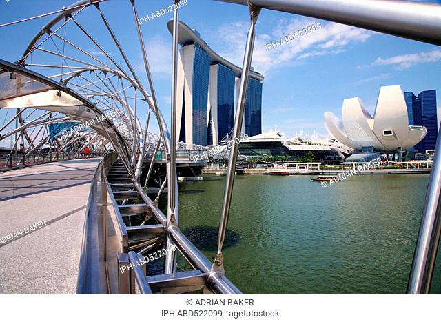 Asia Singapore The Helix Bridge, leading to Marina Bay Sands Hotel and Casino Adrian Baker