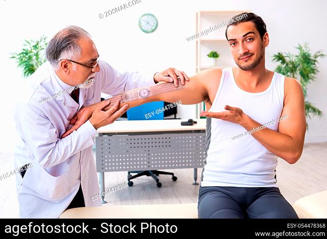 The young male patient visiting experienced doctor