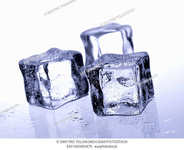 Ice cubes on the cool background  Abstract