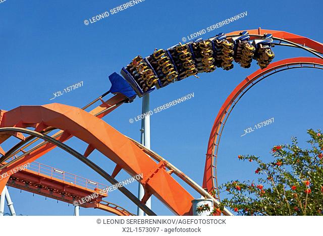 Dragon Khan roller coaster in Port Aventura amusement park  Salou, Catalonia, Spain