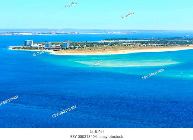 Summer sea coast landscape. Top view from Nature Park Arrabida in Setubal, Portugal