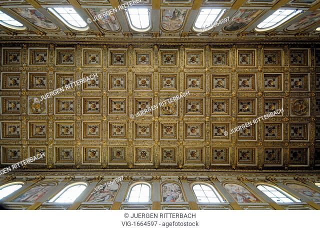ITALY, ROME, 23.11.2008, the ceiling with baroque ornamentation of Basilica di Santa Maria Maggiore, Rome, Italy, Europe - ROME, ITALY, 23/11/2008