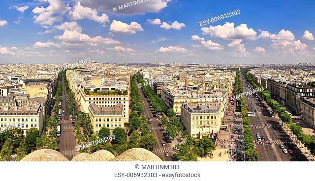 Paris panorama view from Arc de Triomphe, Paris