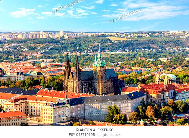 Prague Castle in a summer day, aerial view