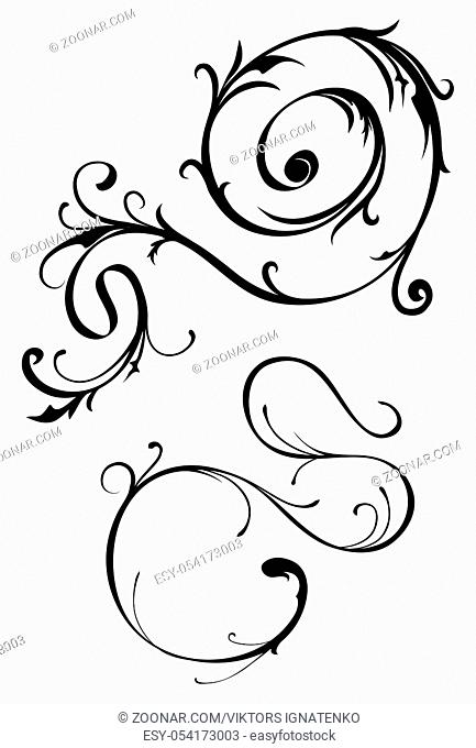 Thin ornate vector scroll design elements