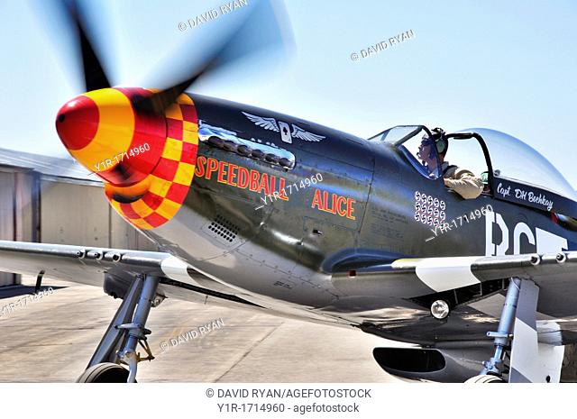 'Speedball Alice', P-51D WW2 Fighter Aircraft taxiing at Nampa Airport