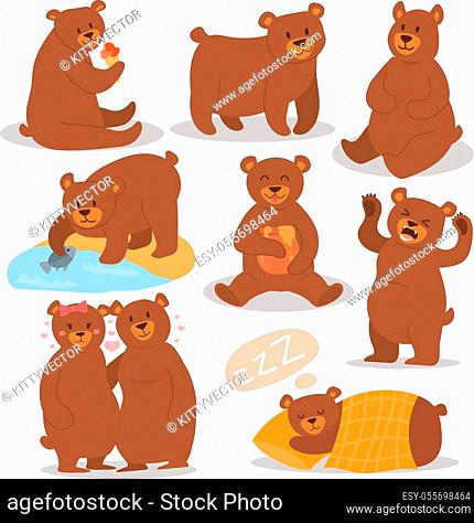 Cartoon bear character different pose vector set cute illustration, Stock  Vector, Vector And Low Budget Royalty Free Image. Pic. ESY-055698464 |  agefotostock
