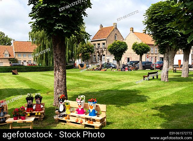 Lo-rening, West Flanders Region - Belgium. Playground in the village at the Flemish countryside