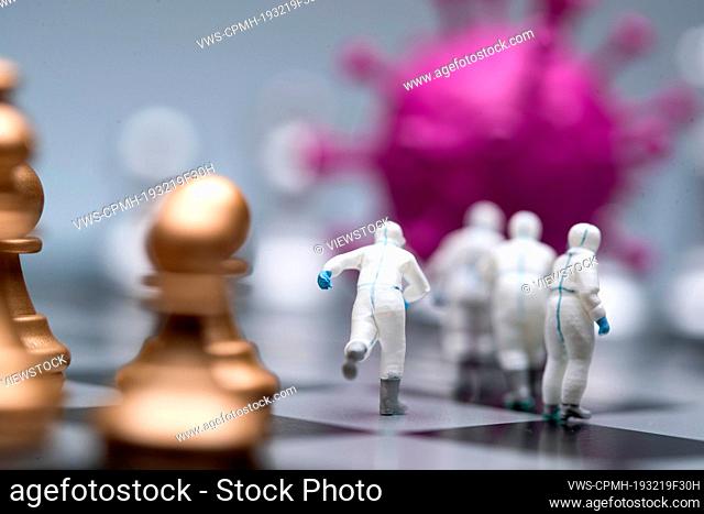 Medical personnel and viruses in the chess board