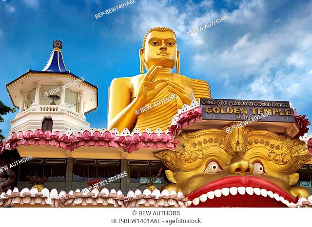 Sri Lanka, Dambulla, Golden Temple composed of five caves, the world biggest complex of cave temples with beautiful wall paintings, placed on UNESCO list