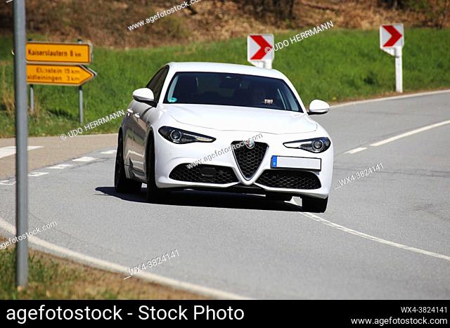 Alfa Romeo Giulia on a country road in Germany