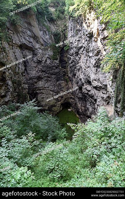 Hranice Abyss (Hranicka propast) is the deepest flooded pit cave in the world. It is a karst sinkhole near the town of Hranice, Czech Republic, August 23, 2023