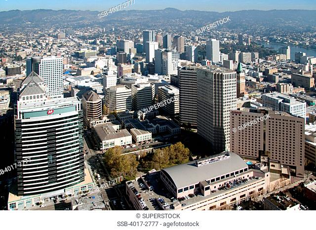 Aerial view of a city, Oakland, California, USA