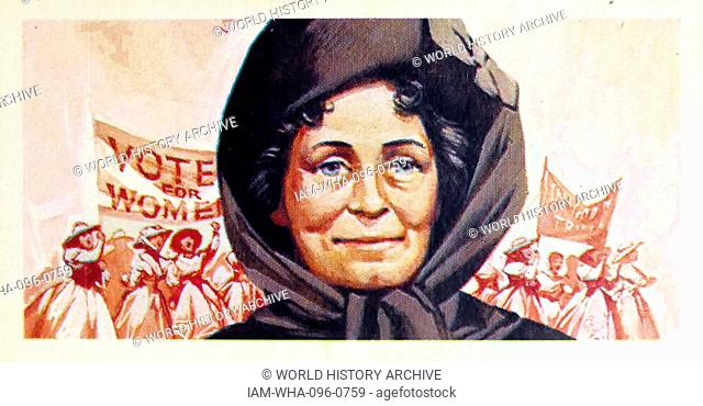 1969 Brooke Bond collectors tea card, depicting: Emmeline Pankhurst (1858 – 1928) British political activist and leader of the British suffragette movement who...